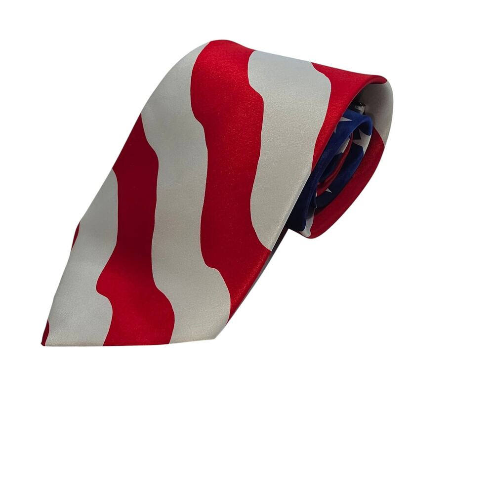 Keith Daniels American Flag Silk Tie Stars Stripes Red White Blue Mens Vintage